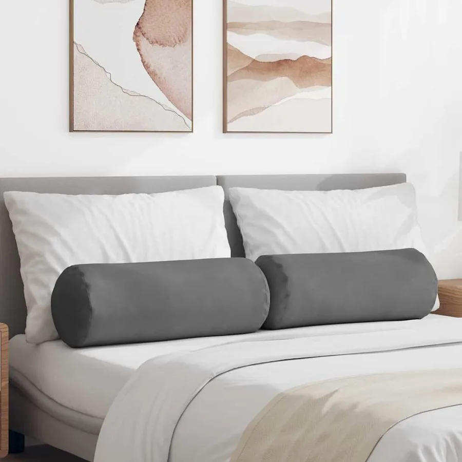 Coussins d'accent 2 pcs Gris foncé Ø 25 x 70 cm
