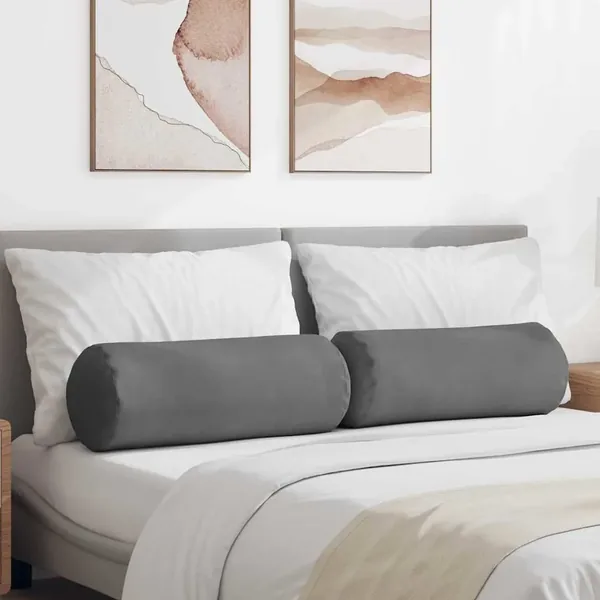 Coussins d'accent 2 pcs Gris foncé Ø 25 x 70 cm