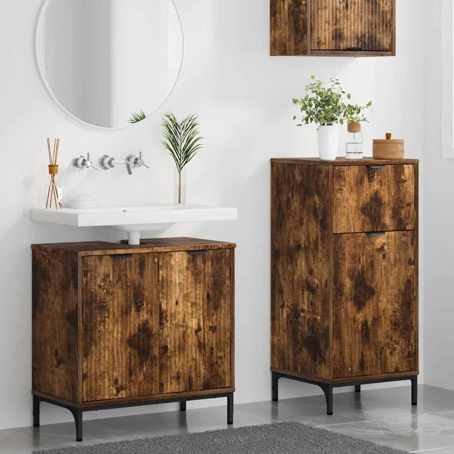 Ensemble de mobilier de salle de bain 2 pcs Chêne fumé - 4
