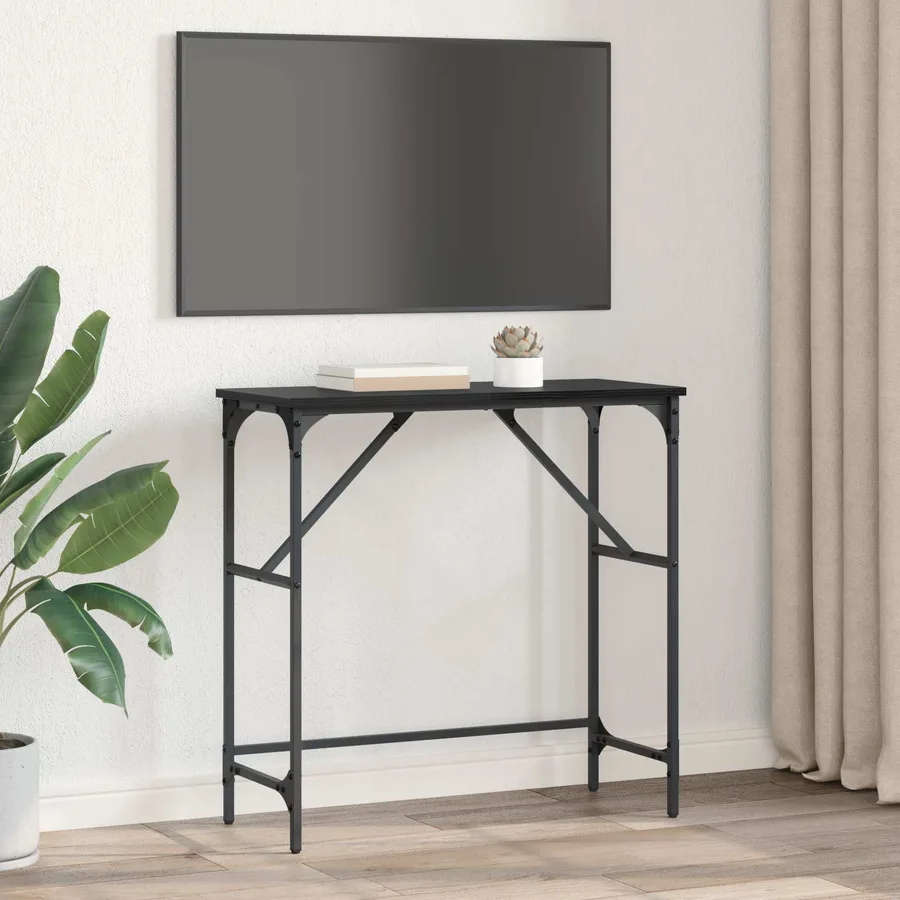 Table console Chêne noir 75 x 32 x 75 cm Bois d'ingénierie - 4