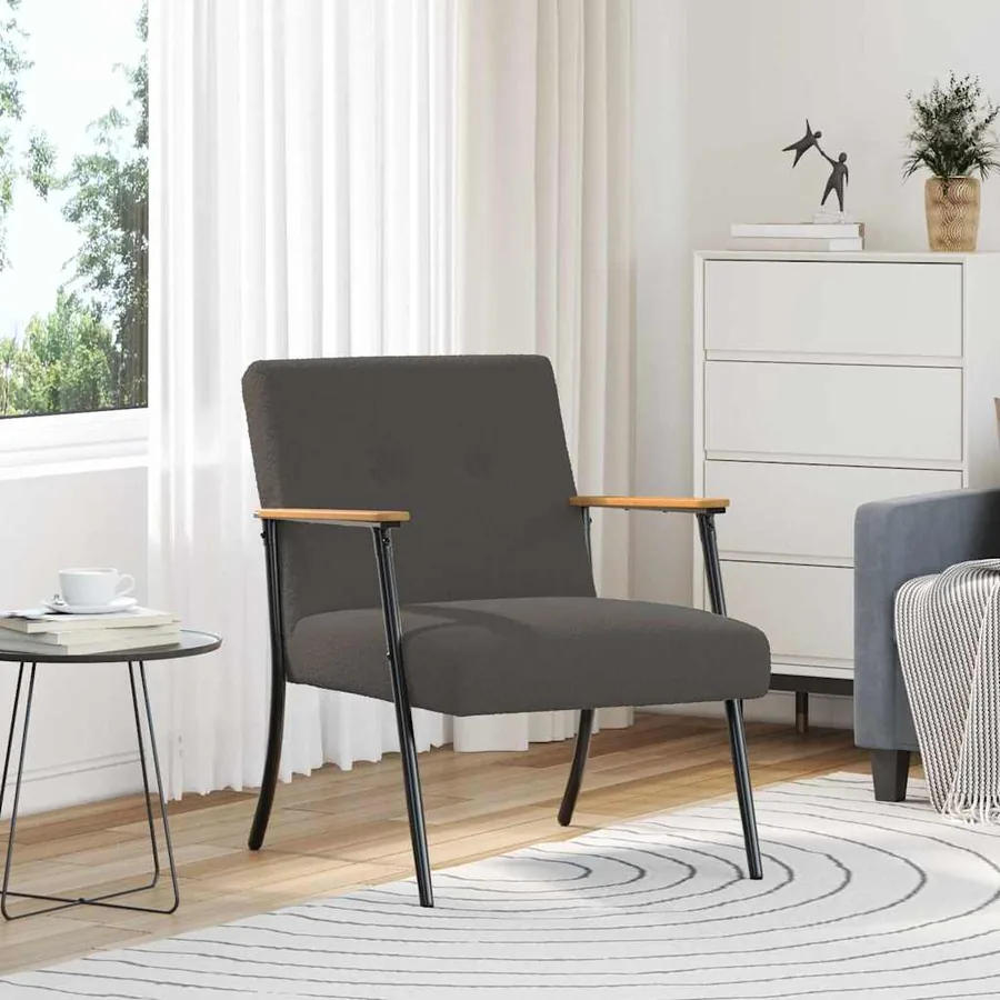 fauteuil Gris foncé Tissu ressemblant à de la laine bouclée