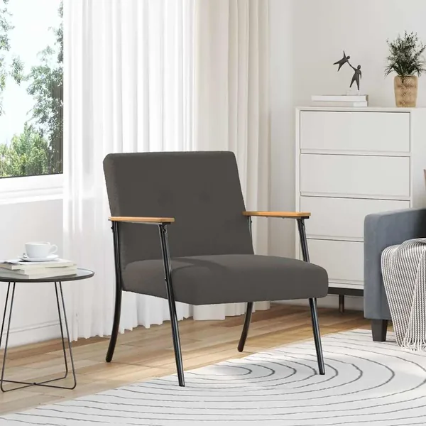 fauteuil Gris foncé Tissu ressemblant à de la laine bouclée