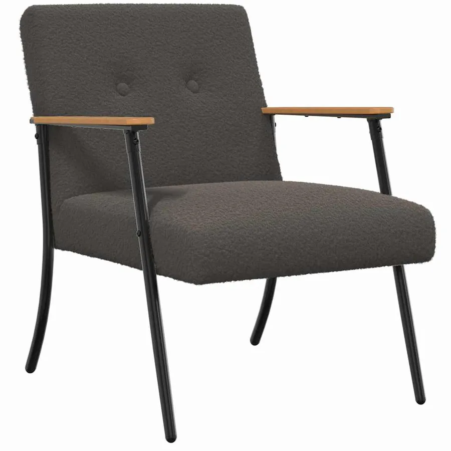 fauteuil Gris foncé Tissu ressemblant à de la laine bouclée - 2