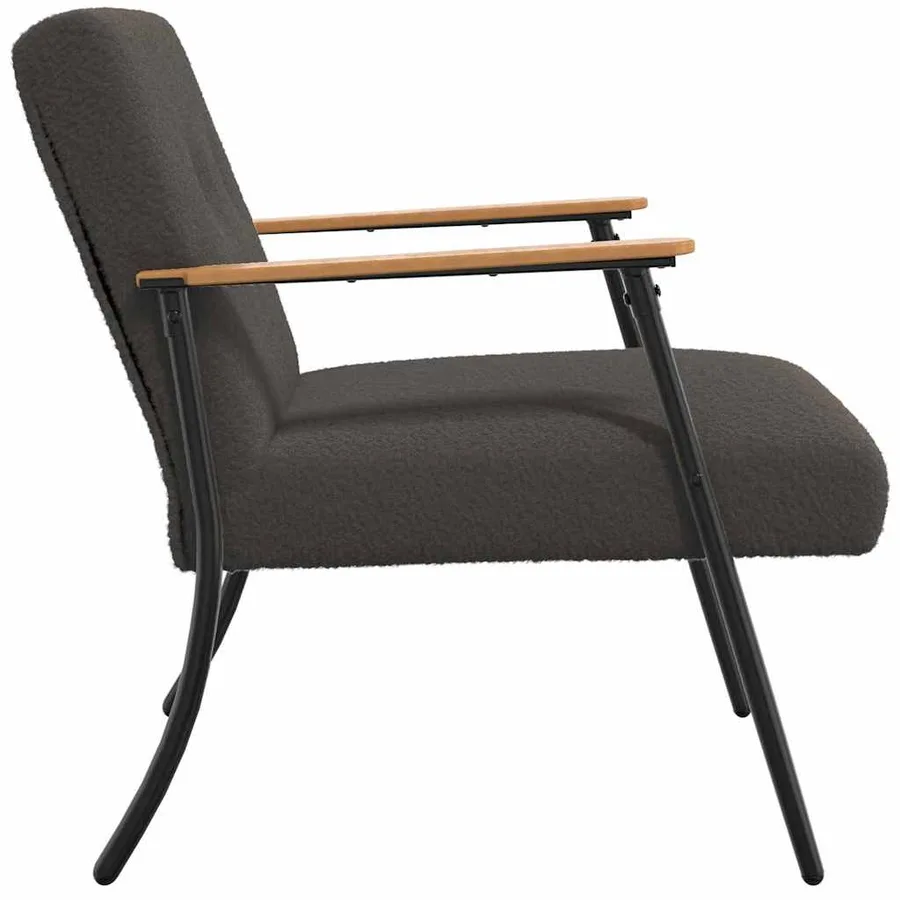 fauteuil Gris foncé Tissu ressemblant à de la laine bouclée - 5