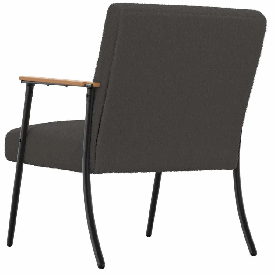 fauteuil Gris foncé Tissu ressemblant à de la laine bouclée - 6