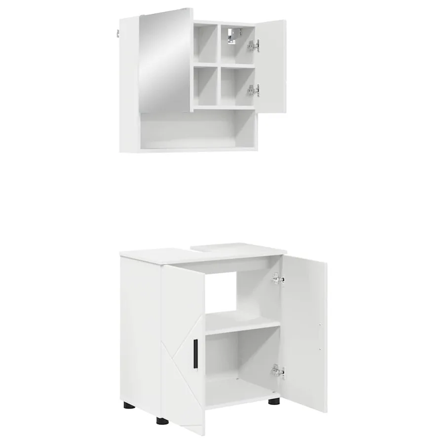 Ensemble de mobilier de salle de bain Montage mural 2 pcs Blanc - 2