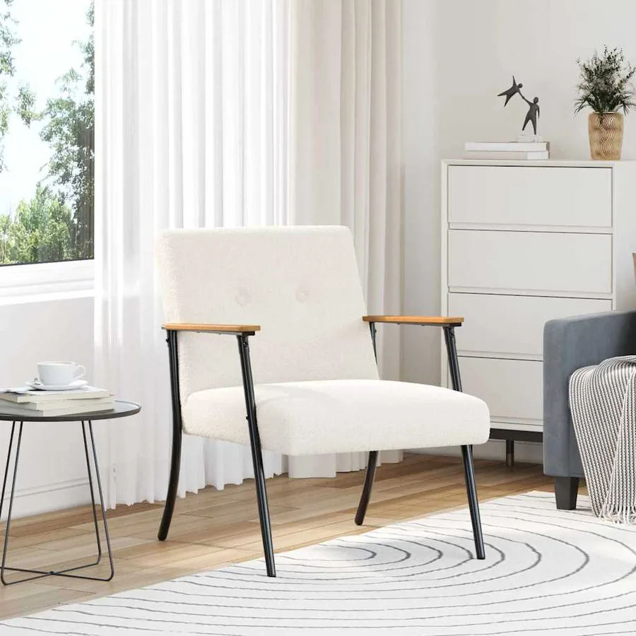 fauteuil Crème Tissu ressemblant à de la laine bouclée
