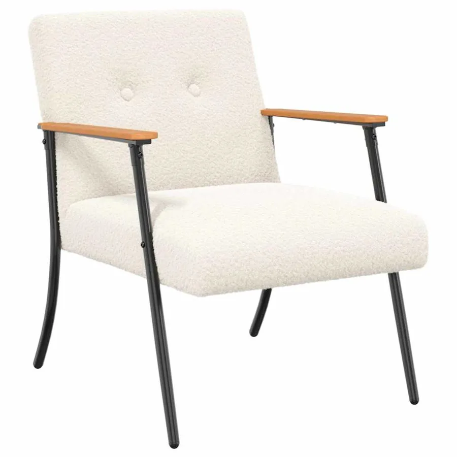 fauteuil Crème Tissu ressemblant à de la laine bouclée - 2