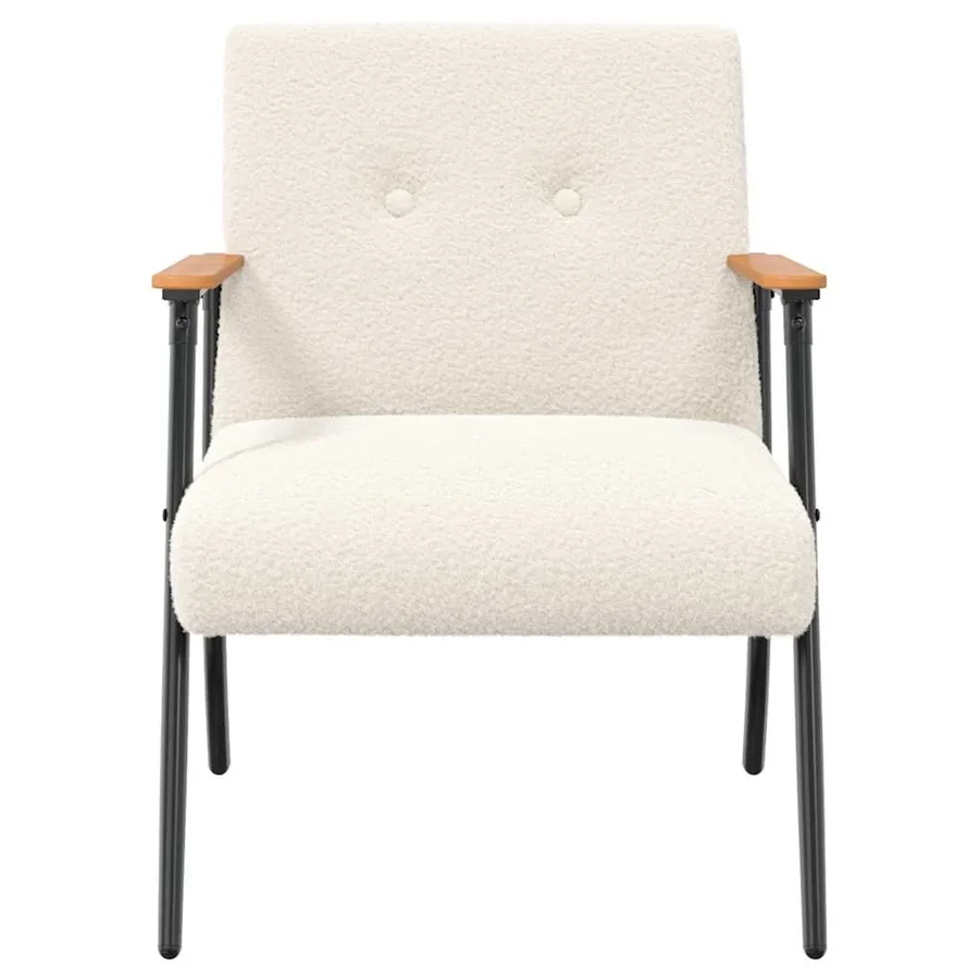 fauteuil Crème Tissu ressemblant à de la laine bouclée - 4