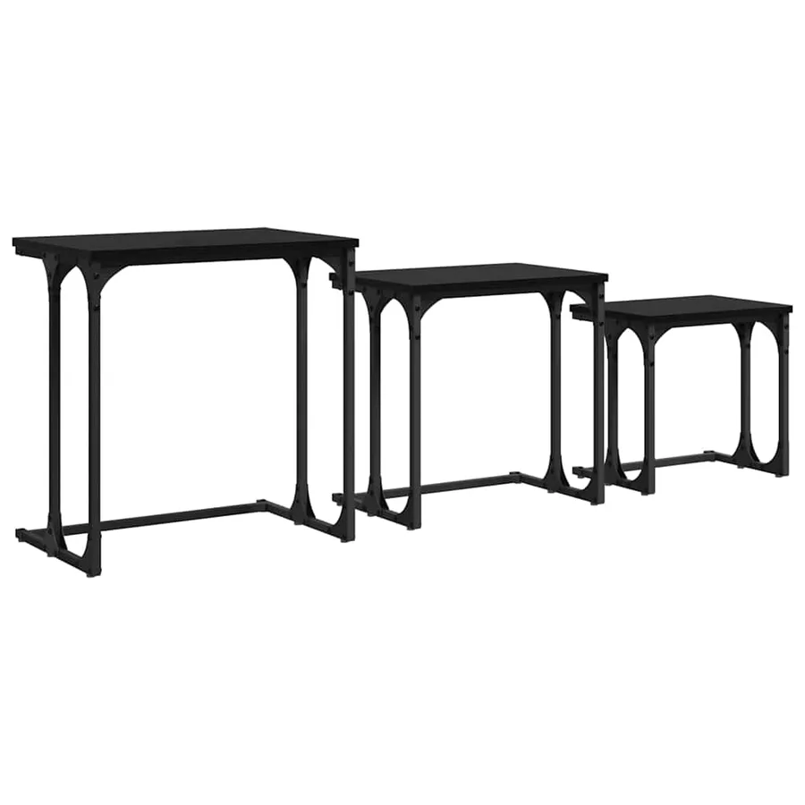 Table basse gigogne 3 pcs Chêne noir Bois d'ingénierie - 2