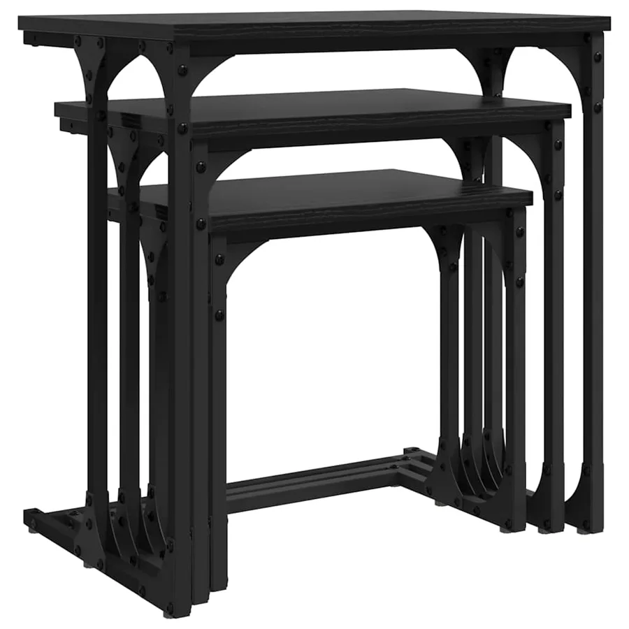 Table basse gigogne 3 pcs Chêne noir Bois d'ingénierie - 5