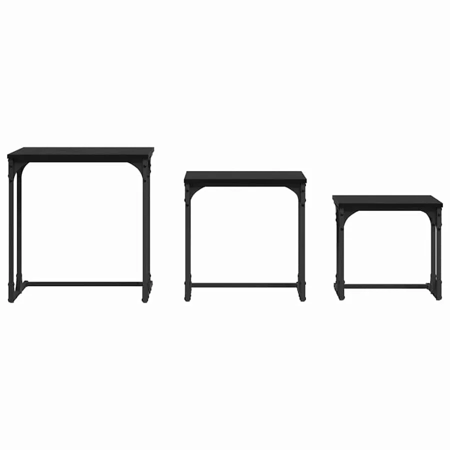 Table basse gigogne 3 pcs Chêne noir Bois d'ingénierie - 6