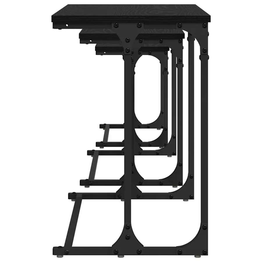 Table basse gigogne 3 pcs Chêne noir Bois d'ingénierie - 7
