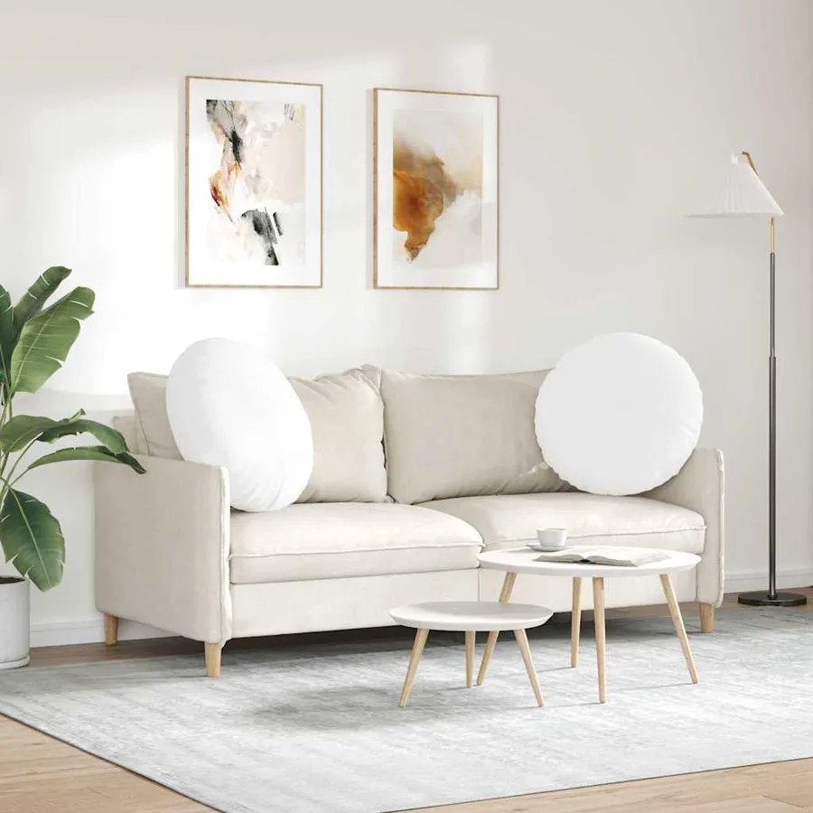 Coussins de siège 2 pcs Blanc Ø60 x 21 cm tissu - 4