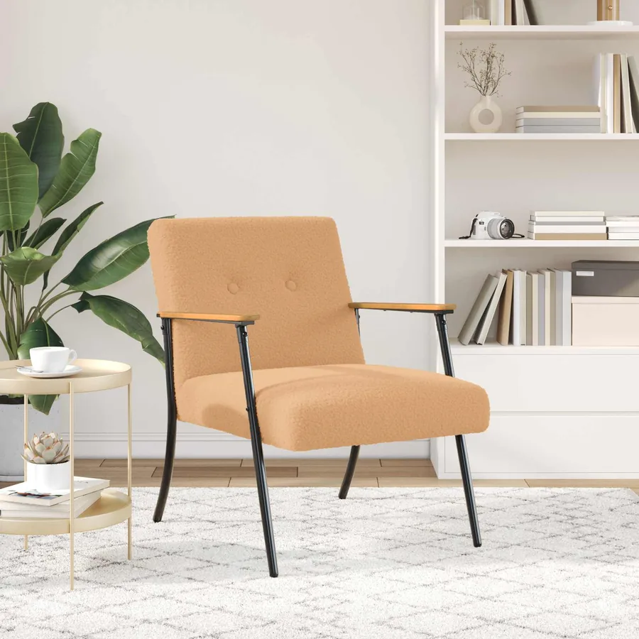 fauteuil Beige Tissu ressemblant à de la laine bouclée