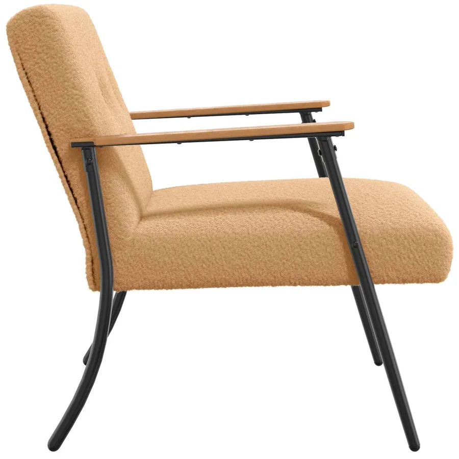 fauteuil Beige Tissu ressemblant à de la laine bouclée - 4