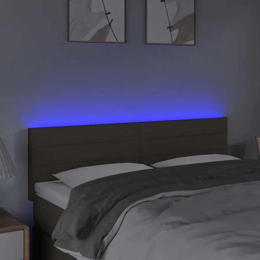 Tête de lit à LED Taupe 144x5x78/88 cm Tissu - 3