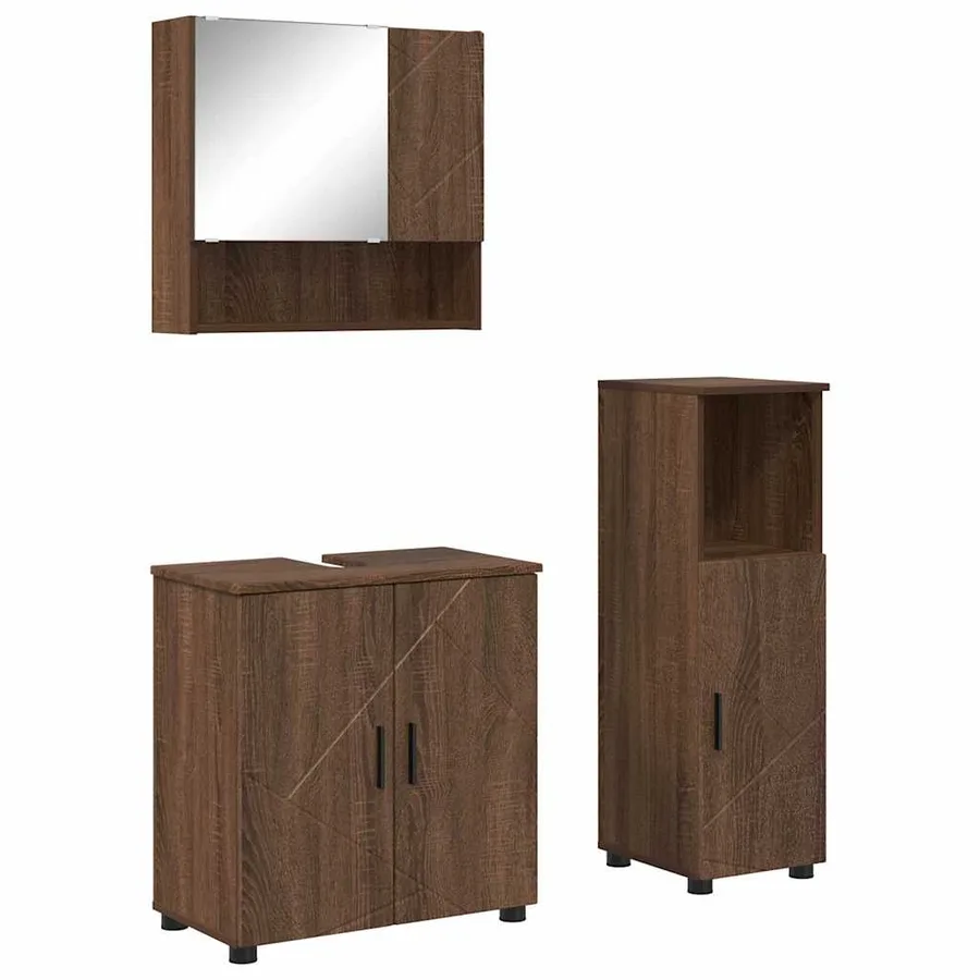Ensemble de mobilier de salle de bain 3 pcs Chêne brun - 2
