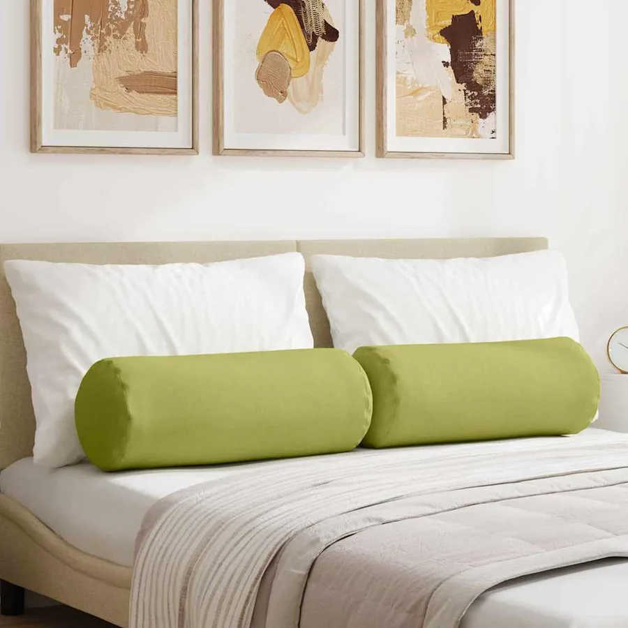 Coussins d'accent 2 pcs Vert clair Ø 25 x 70 cm tissu