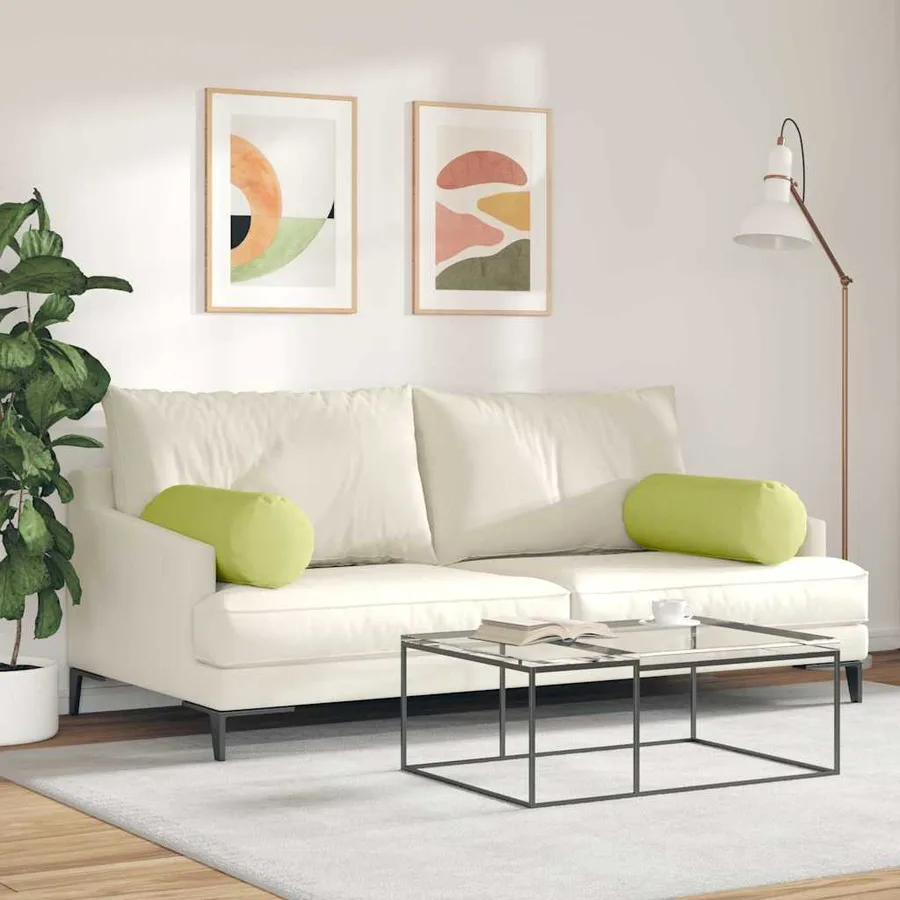 Coussins d'accent 2 pcs Vert clair Ø 25 x 70 cm tissu - 4