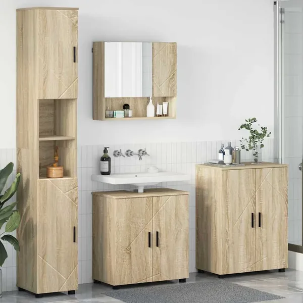 Ensemble de mobilier de salle de bain 4 pcs Chêne Sonoma