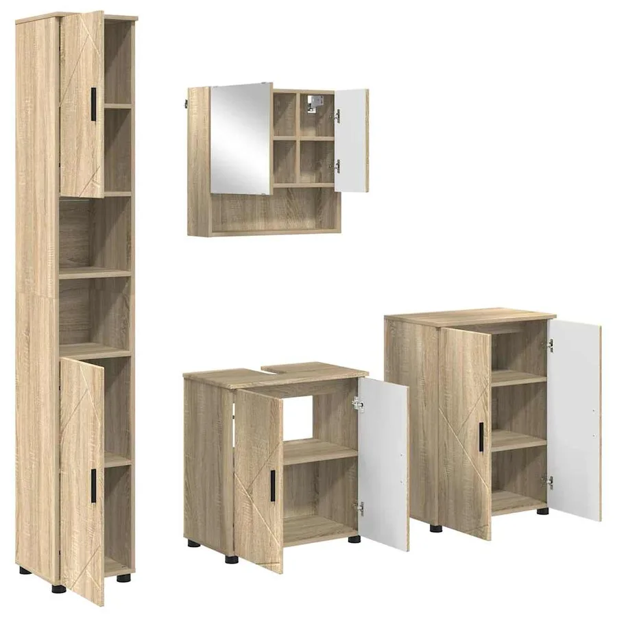 Ensemble de mobilier de salle de bain 4 pcs Chêne Sonoma - 2