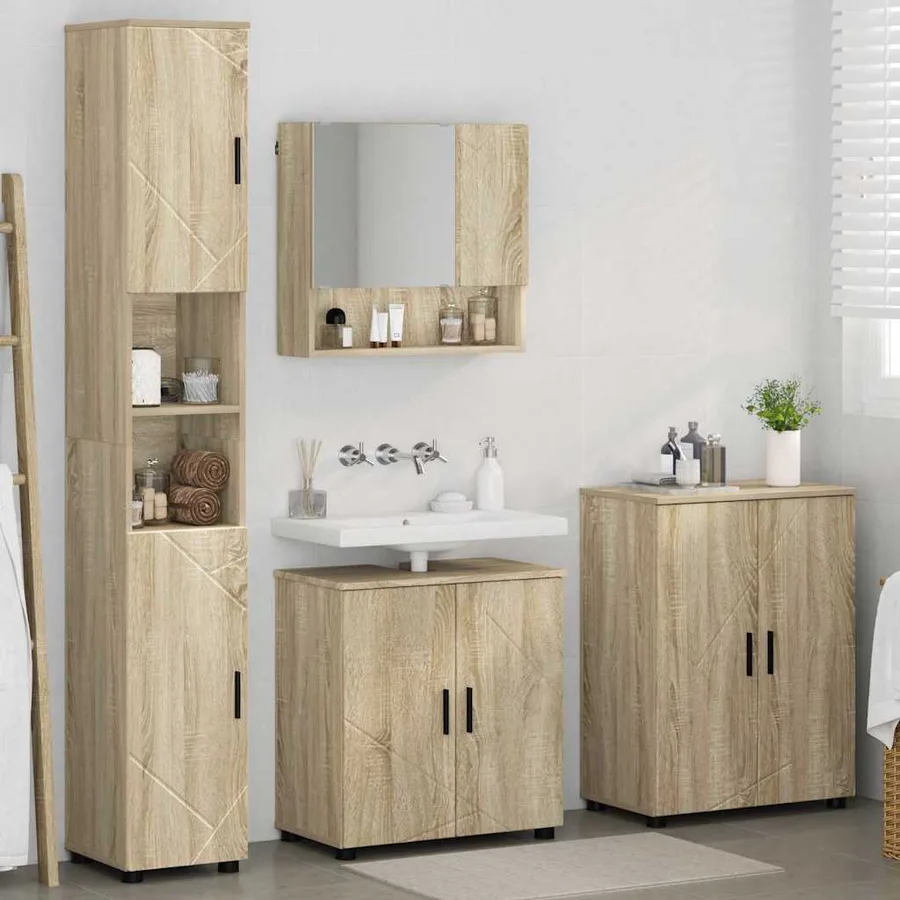 Ensemble de mobilier de salle de bain 4 pcs Chêne Sonoma - 4