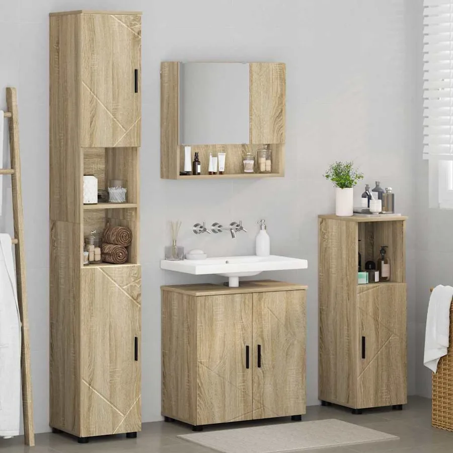 Ensemble de mobilier de salle de bain 4 pcs Chêne Sonoma - 4