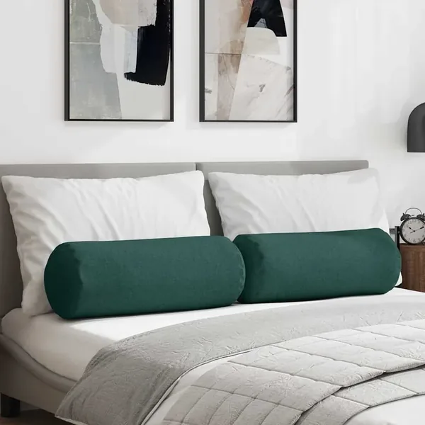 Coussins d'accent 2 pcs Vert foncé Ø 25 x 70 cm tissu