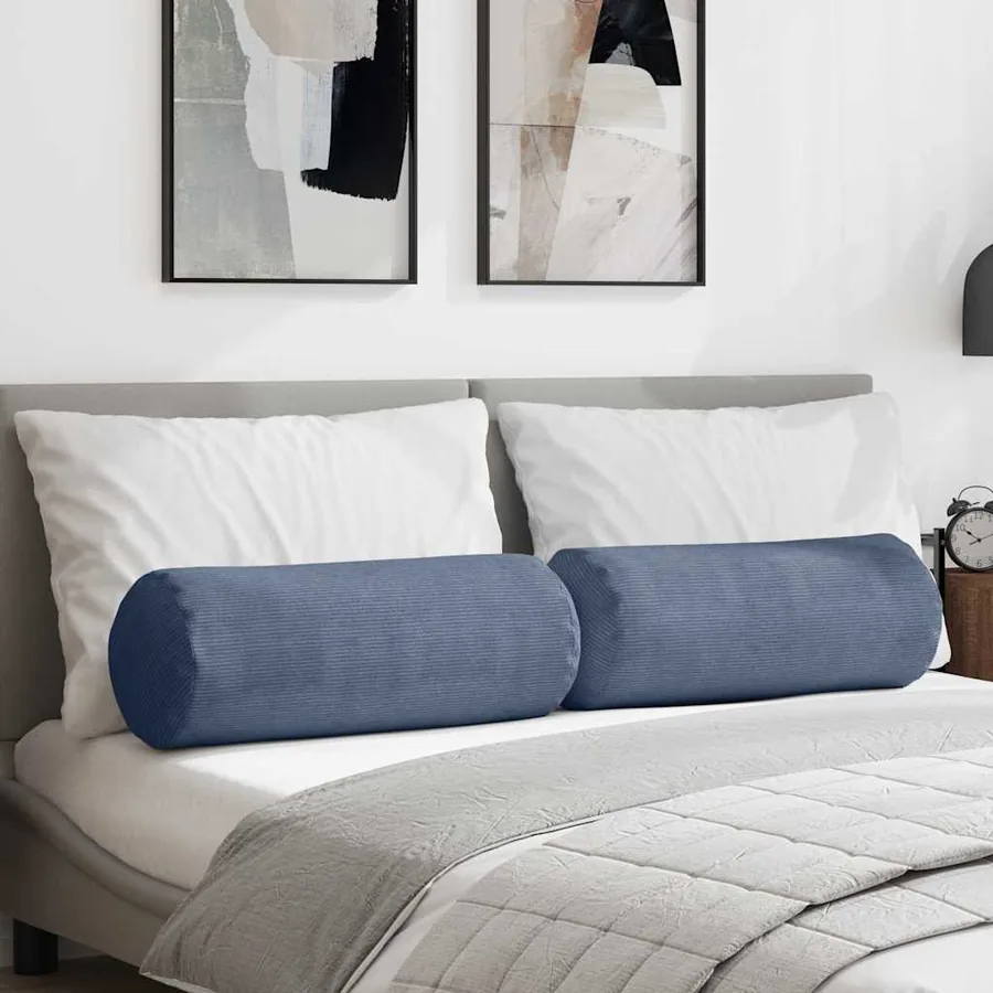 Coussins d'accent 2 pcs Bleu Ø 25 x 70 cm