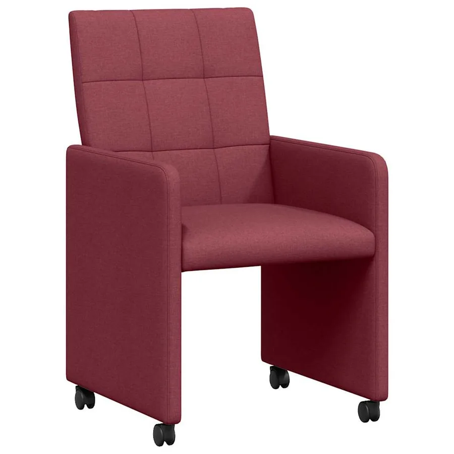 Chaises de Salle à Manger avec Roues 2 pcs Bordeaux tissu - 2