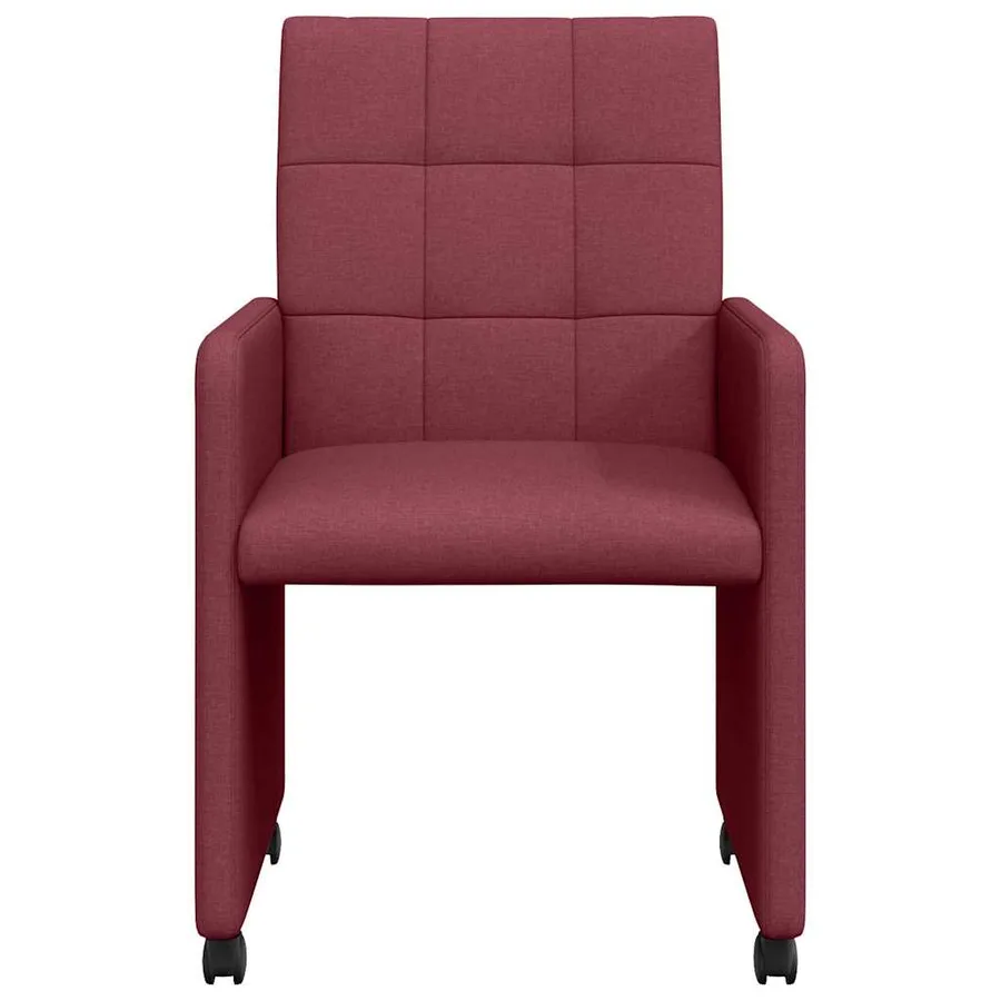 Chaises de Salle à Manger avec Roues 2 pcs Bordeaux tissu - 4