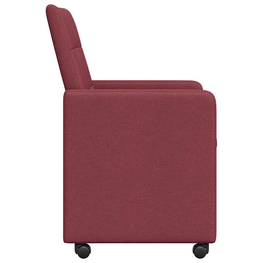 Chaises de Salle à Manger avec Roues 2 pcs Bordeaux tissu - 5