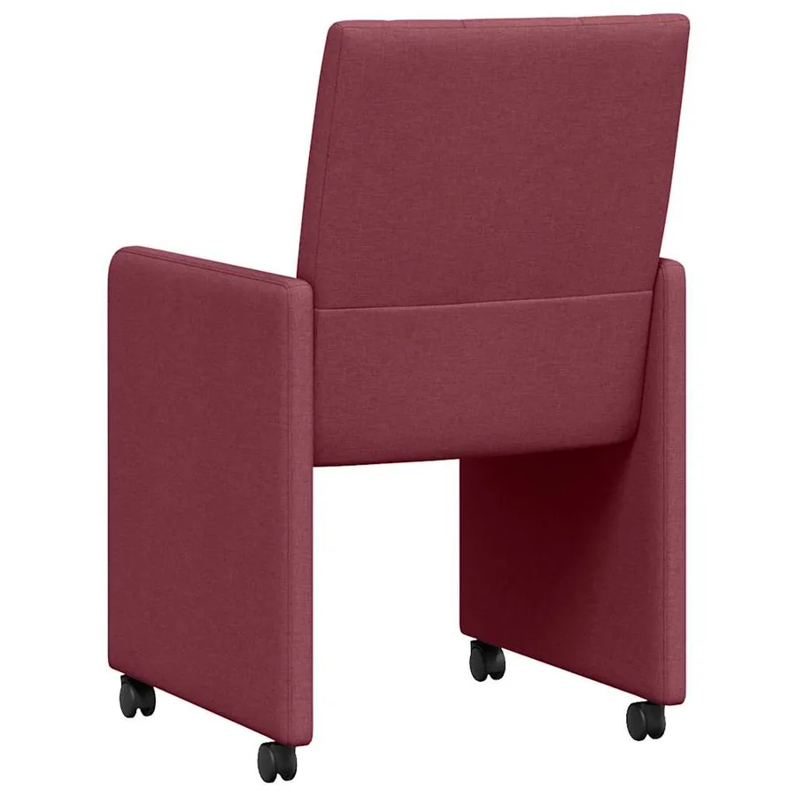 Chaises de Salle à Manger avec Roues 2 pcs Bordeaux tissu - 6