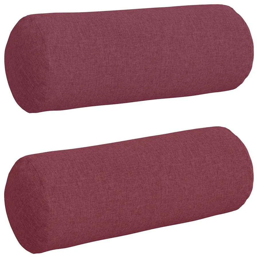 Coussins d'accent 2 pcs Bordeaux Ø 25 x 70 cm tissu - 2