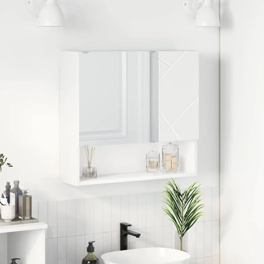 Armoire Miroir Blanc 59 x 17 x 55 cm Bois d'ingénierie