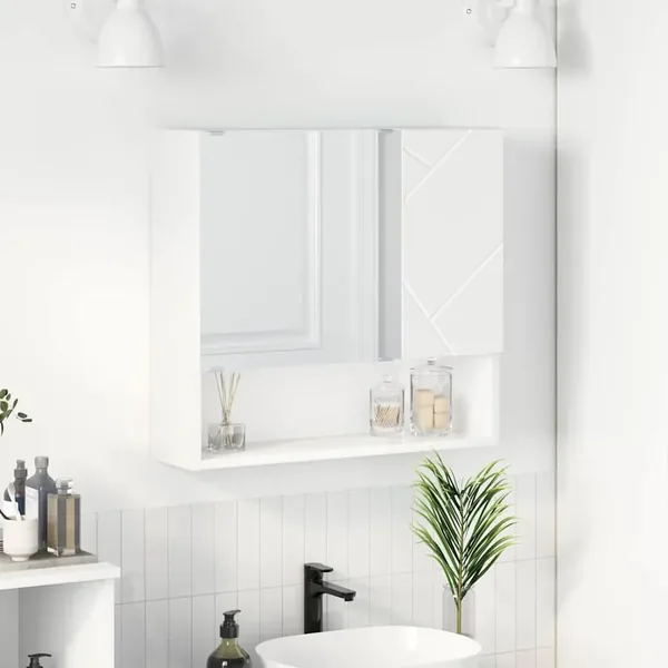 Armoire Miroir Blanc 59 x 17 x 55 cm Bois d'ingénierie