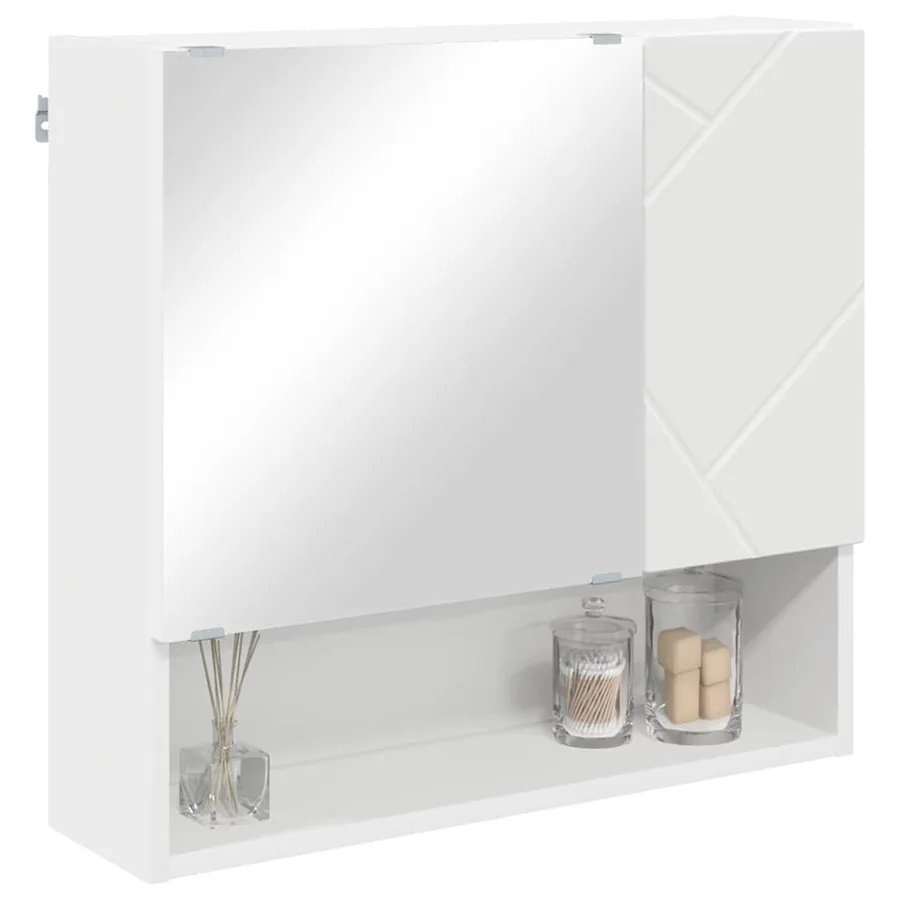 Armoire Miroir Blanc 59 x 17 x 55 cm Bois d'ingénierie - 3