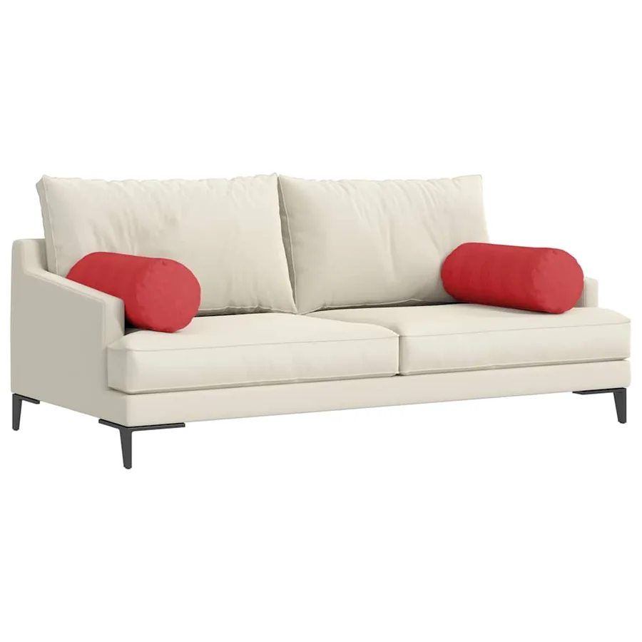Coussins d'accent 2 pcs Rouge Ø 25 x 70 cm tissu - 3