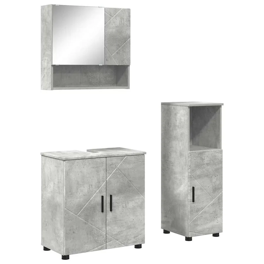 Ensemble de mobilier de salle de bain 3 pcs Gris béton - 2
