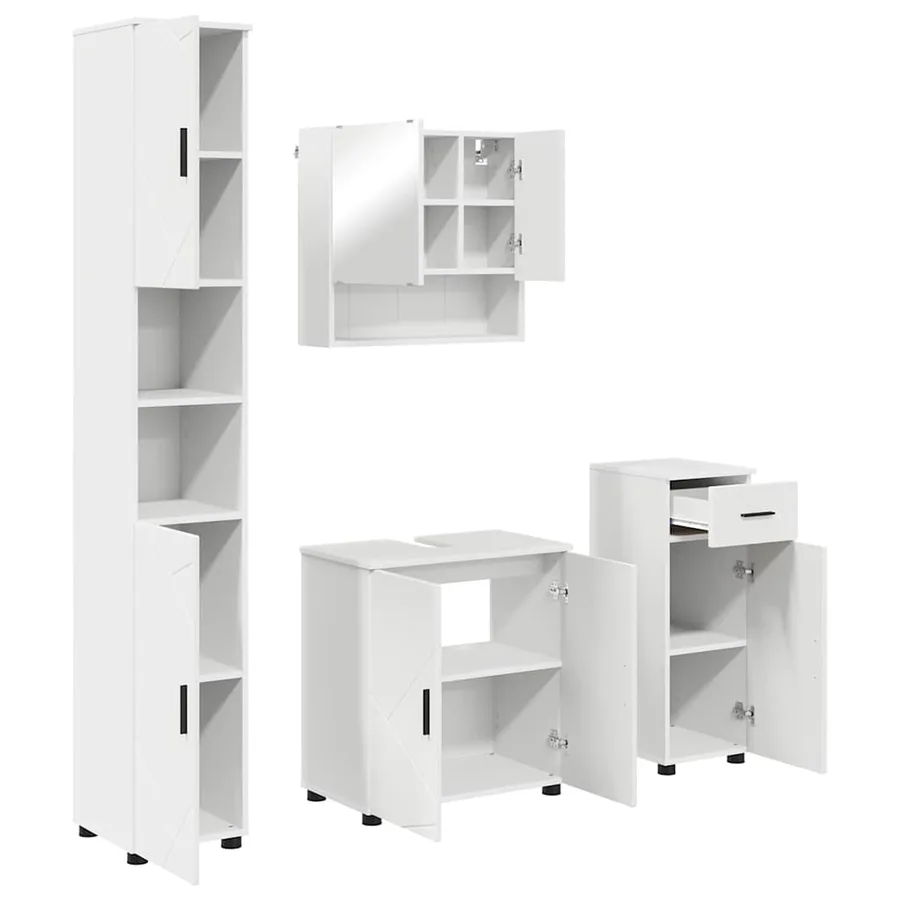Ensemble de mobilier de salle de bain avec tiroir 4 pcs Blanc - 2