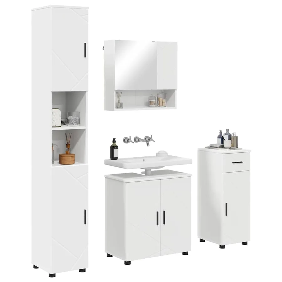 Ensemble de mobilier de salle de bain avec tiroir 4 pcs Blanc - 3
