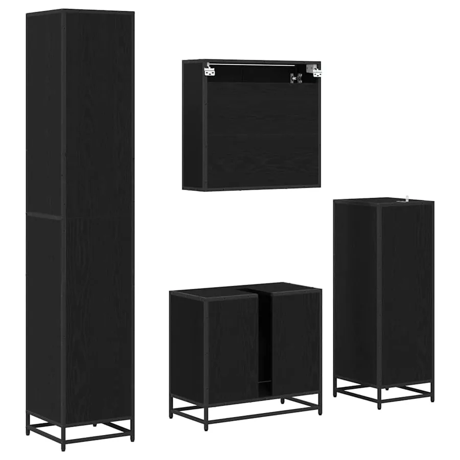 Ensemble de mobilier de salle de bain 4 pcs Chêne noir - 10
