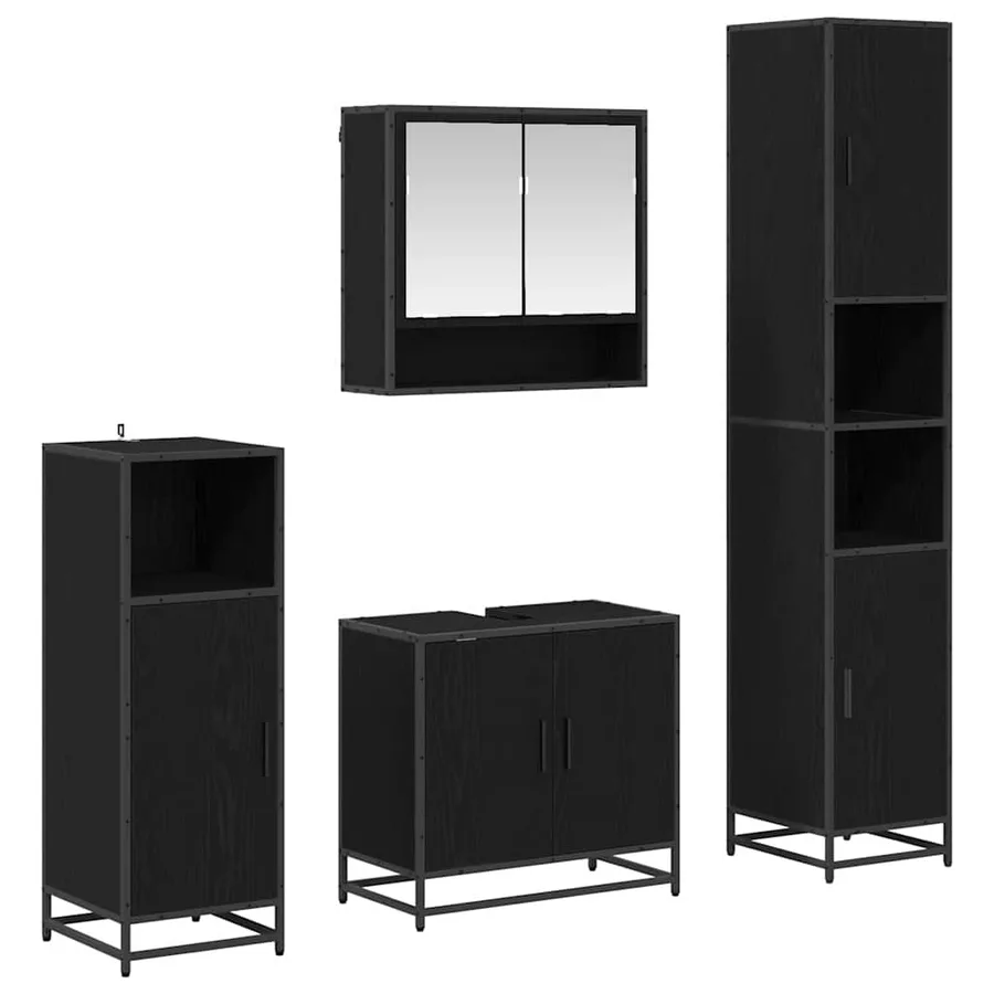 Ensemble de mobilier de salle de bain 4 pcs Chêne noir - 2