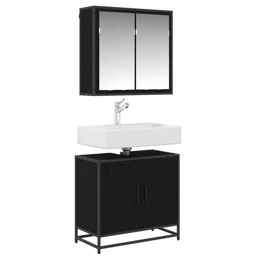 Ensemble de mobilier de salle de bain 2 pcs Chêne noir - 3