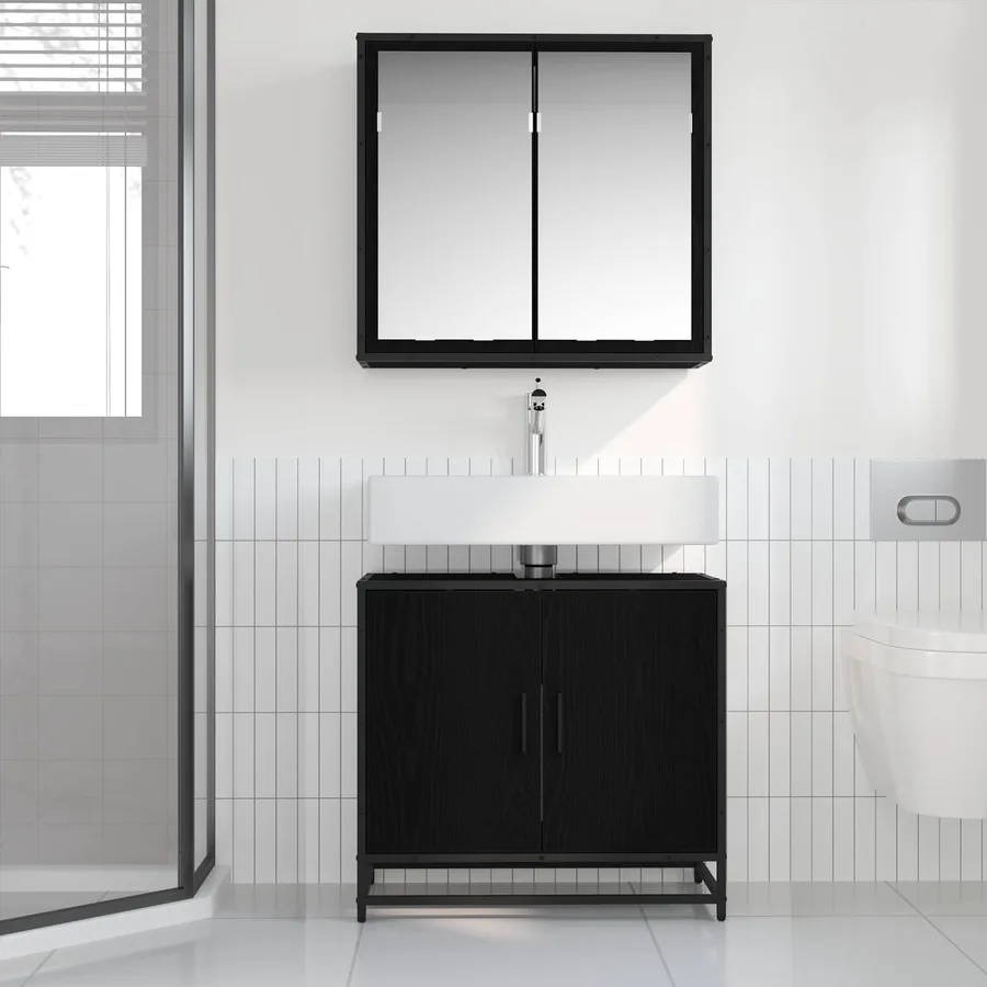 Ensemble de mobilier de salle de bain 2 pcs Chêne noir - 4
