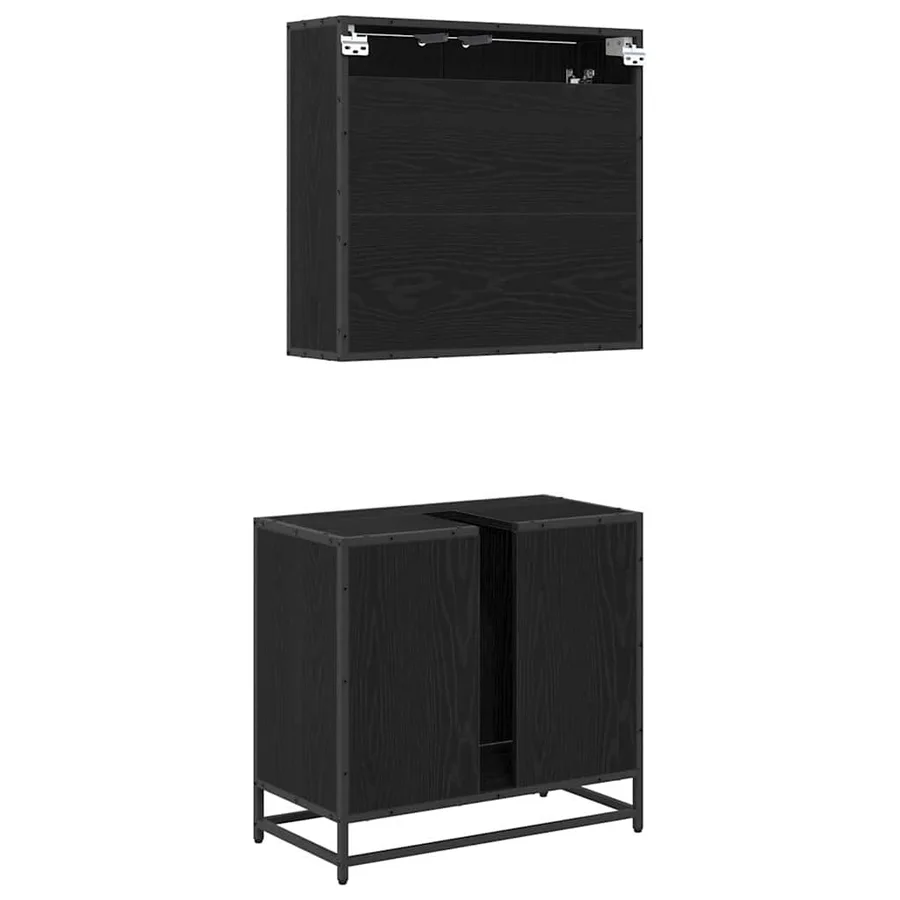 Ensemble de mobilier de salle de bain 2 pcs Chêne noir - 9