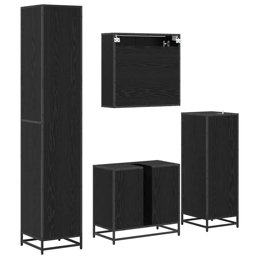 Ensemble de mobilier de salle de bain 4 pcs Chêne noir - 10