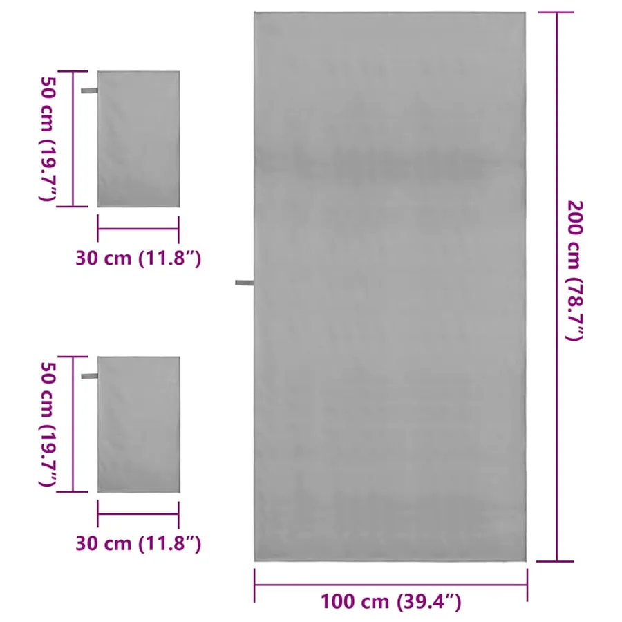 Set de serviettes de sport 3 pcs Gris foncé - 8