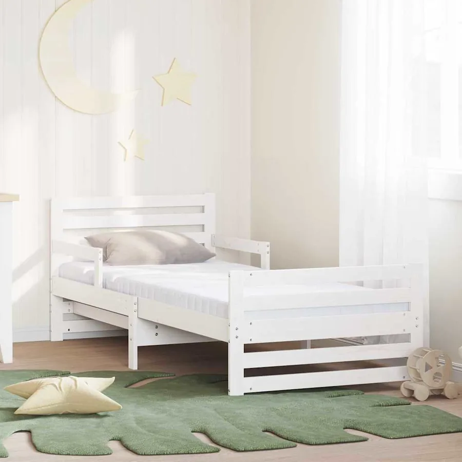 Cadre de lit avec matelas extensible Blanc 80 x 200 cm